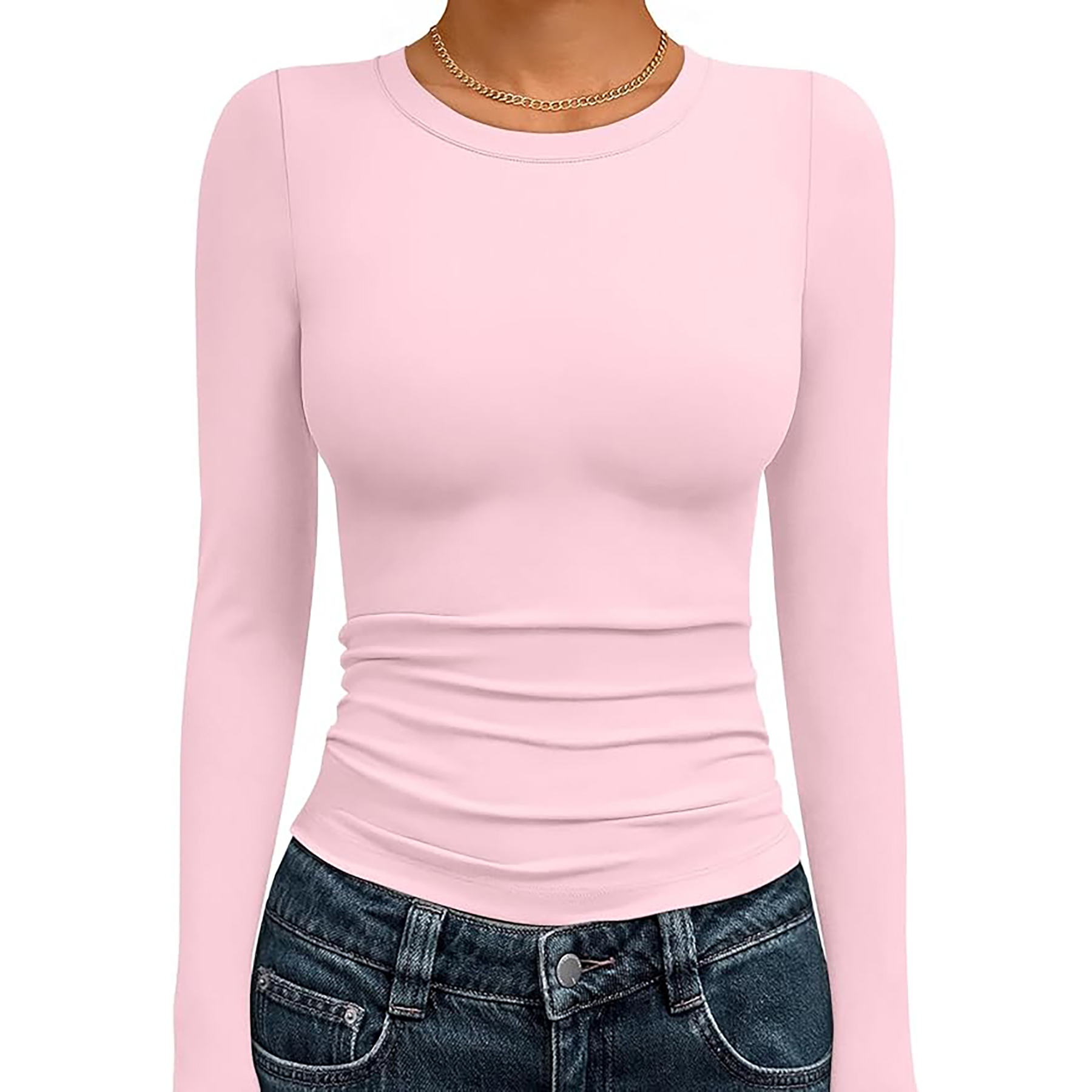 Women's Basic Round Neck Crop Top 19