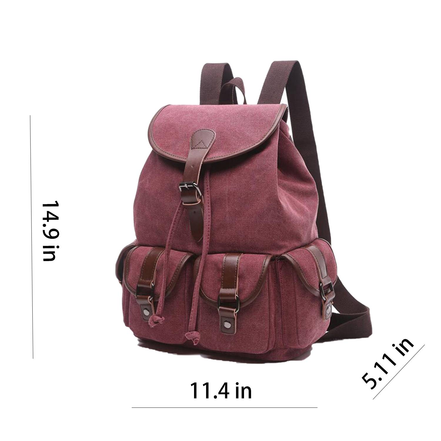 Women's Backpack Solid Color Multi-Pocket Outdoor Travel Bag 6