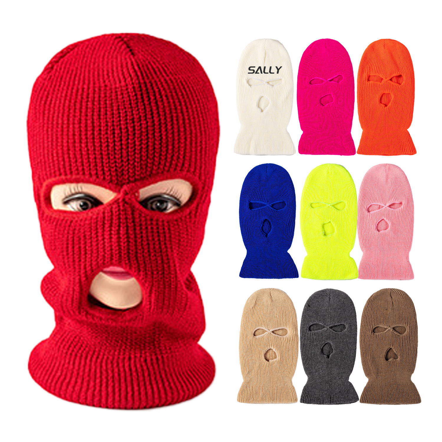 Warm Knit 3 Hole Full Face Ski Mask 2