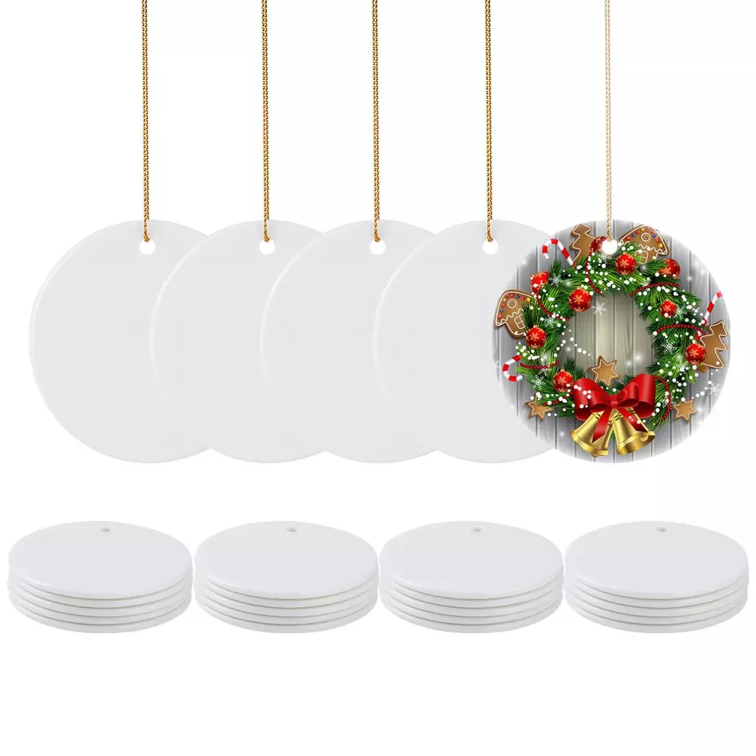 Round Ceramic Christmas Ornament 5