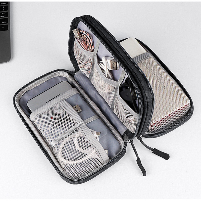 Small Waterproof Double-Layer Travel Cable Organizer Bag Electronic Accessories 2