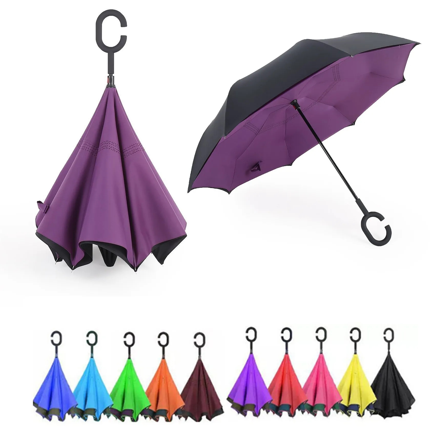 Car Reversible Straight Pole Double Tier Umbrella 2