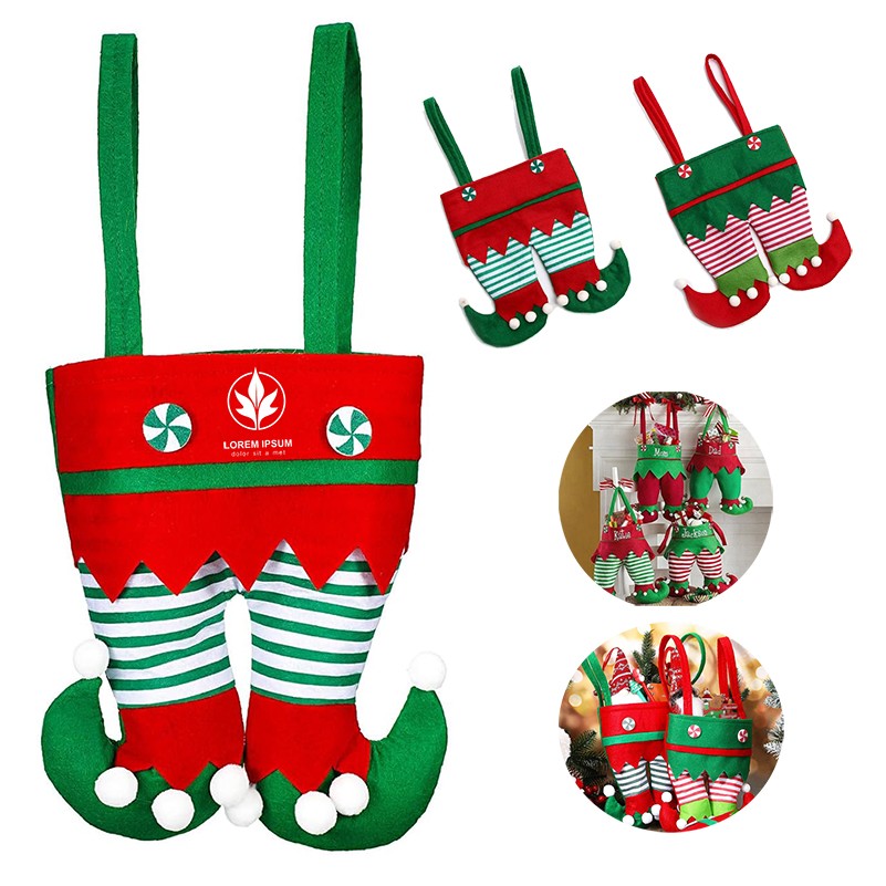 Non Woven Fabric Christmas Elf Pants Stocking Candy Bag 1