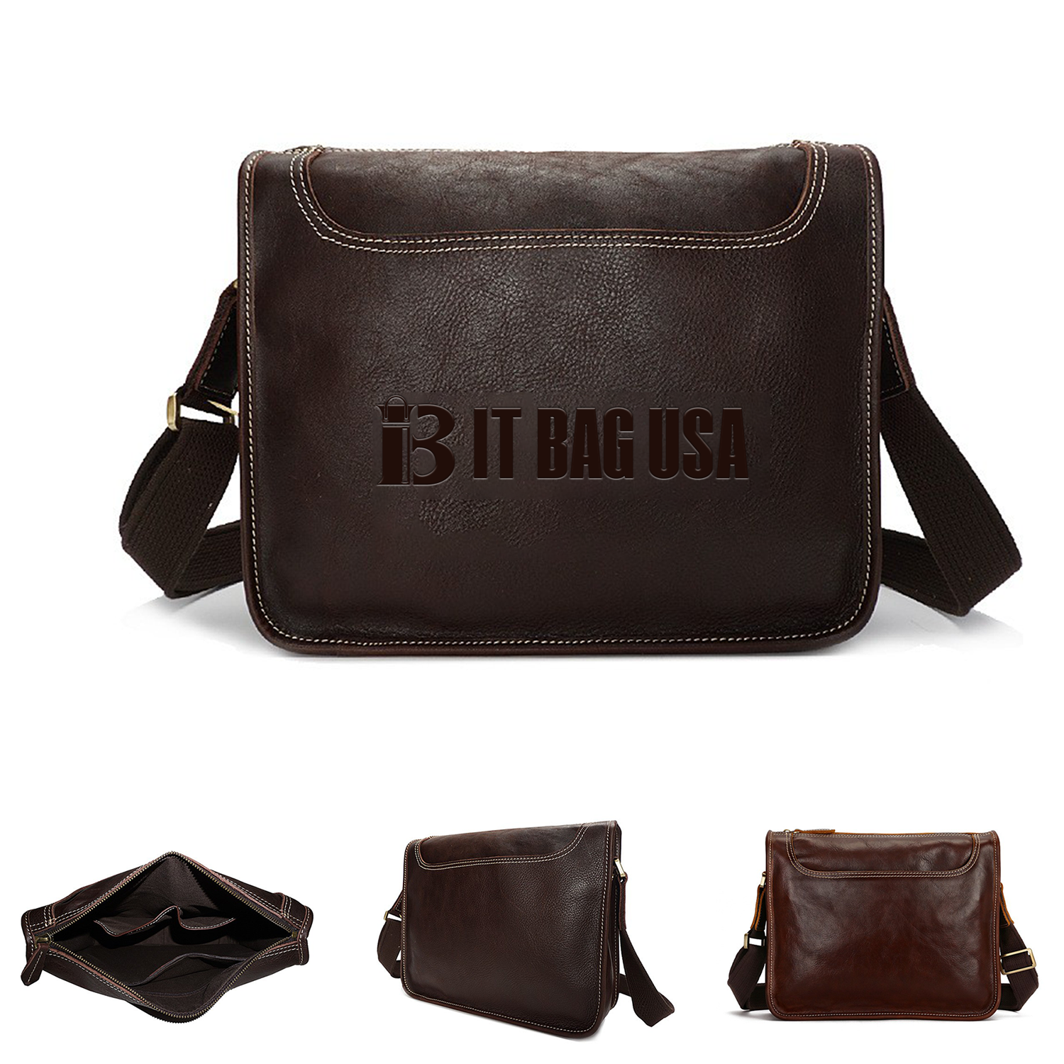12 Inches Men'S Leather Messenger Bag 1