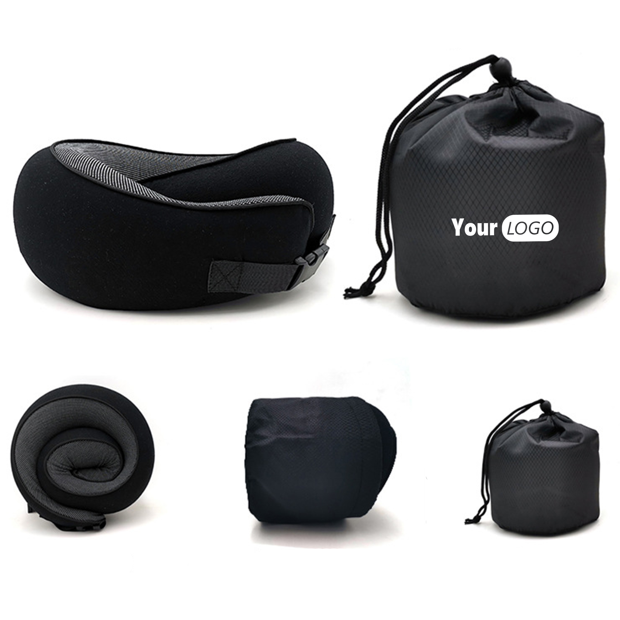 Other Fabric Ergonomic Travel Neck Pillow With Roll-Up Design 6