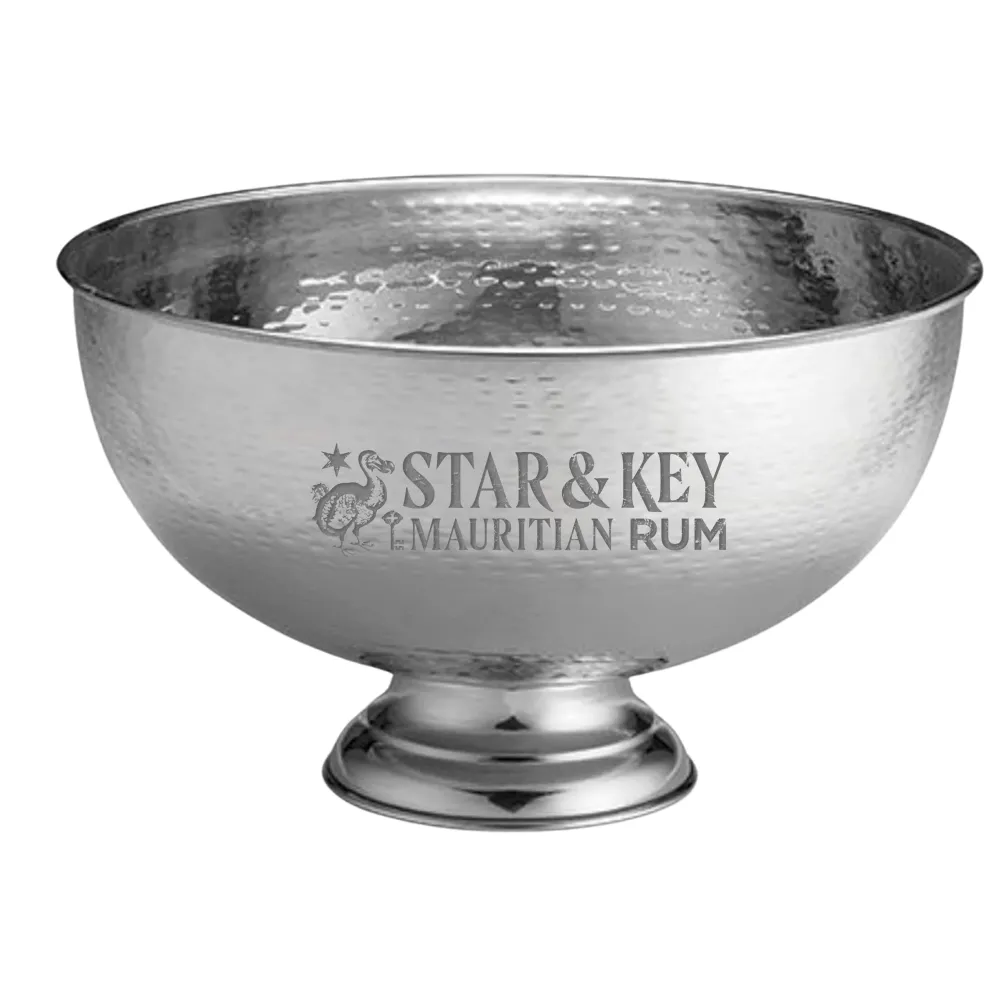 3.4Gal Hammered Pedestal Punch Bowl 1