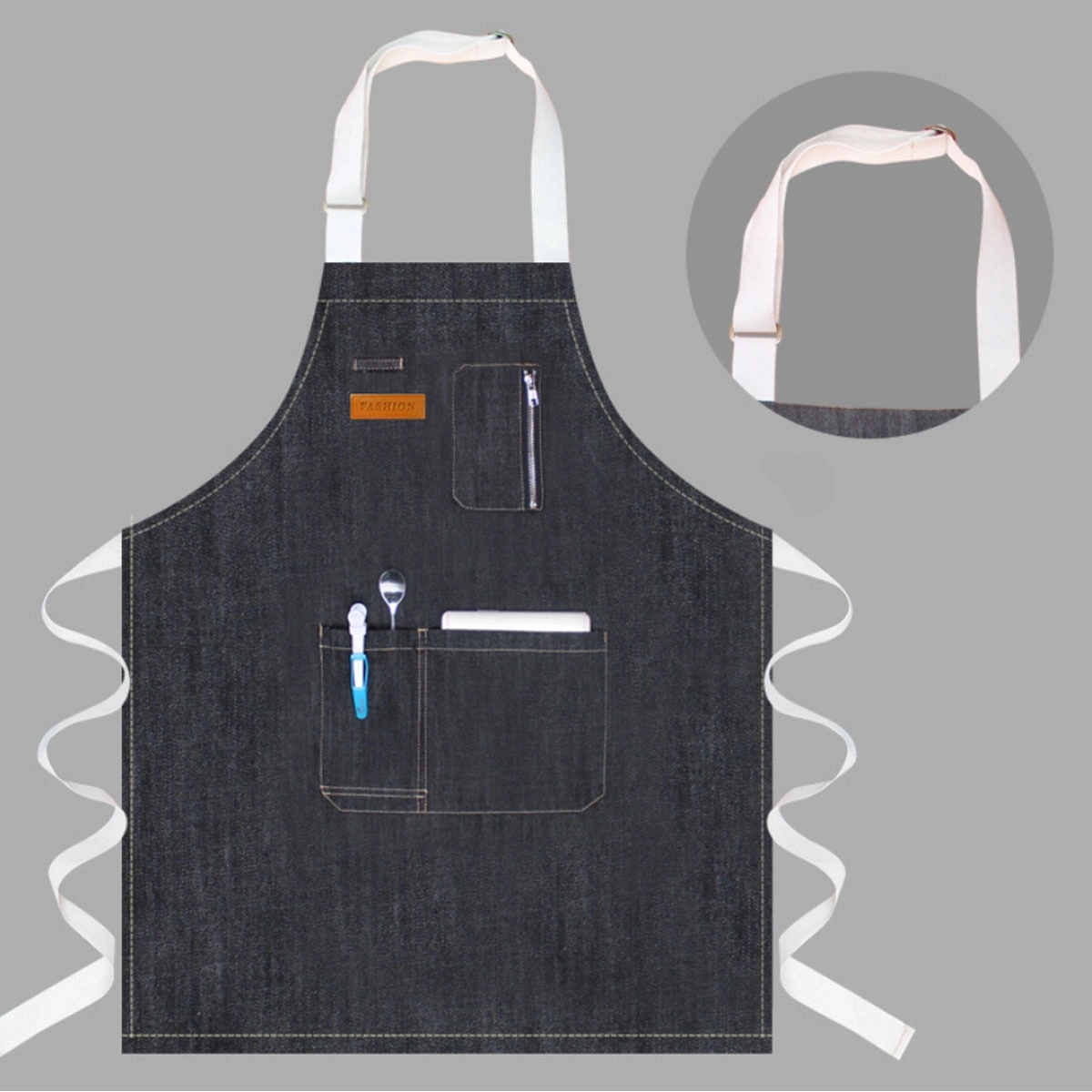 Denim Apron with Pockets for Men and Women 3