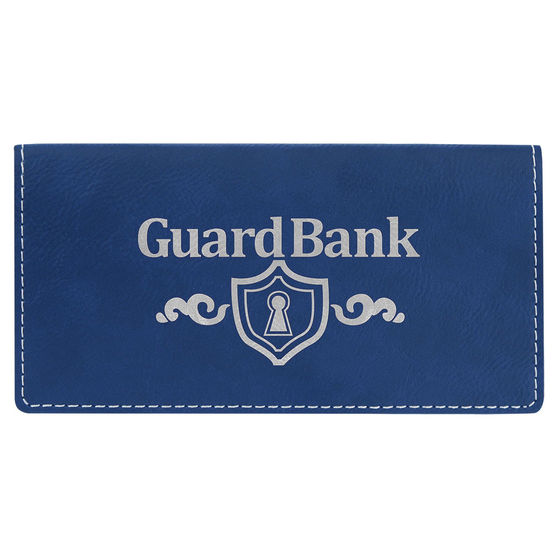 6 3/4" x 3 1/2" Blue/Silver Leatherette Checkbook Cover 2