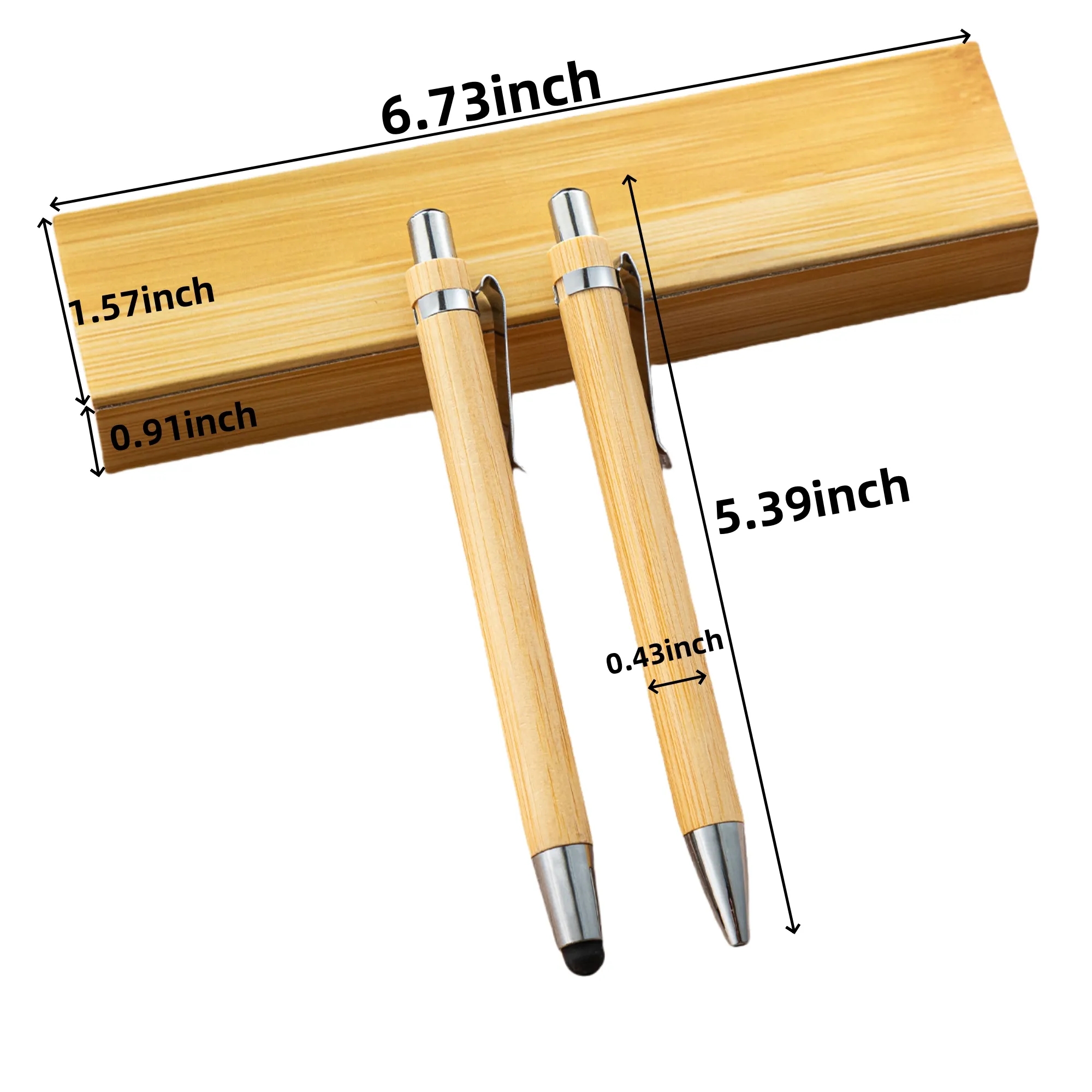 Press-Type Bamboo Touchscreen Ballpoint Pen Set 4