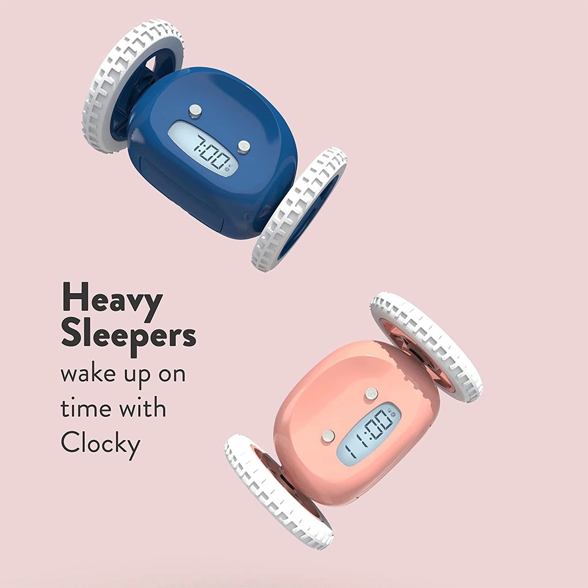 Custom Creative Portable Alarm Clock with Wheels 3