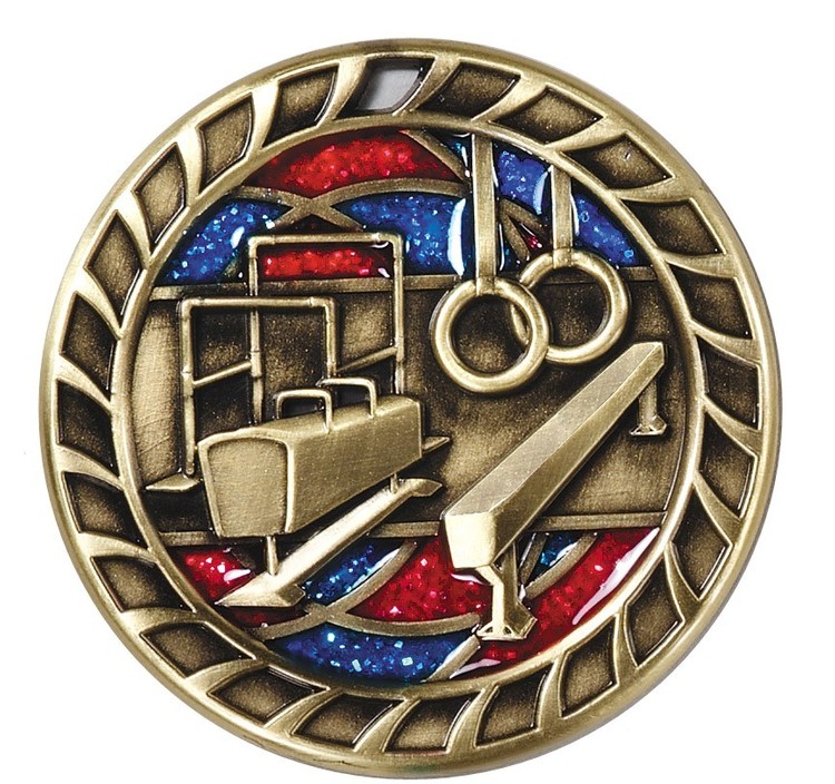 Gymnastics Glitter Medal, 2 1/2" 2