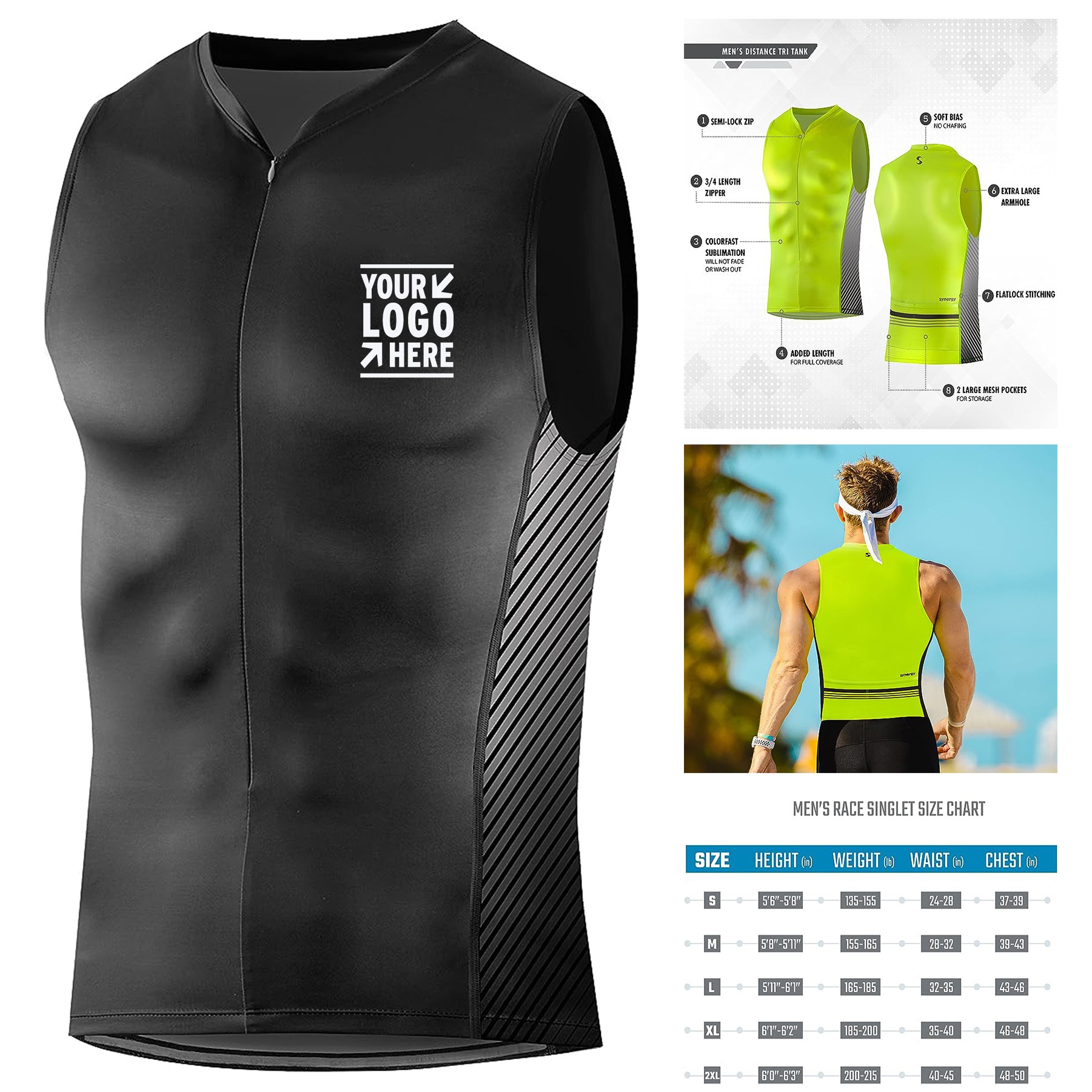 Open Water Swimming Triathlon Wetsuit Synergy Men's Sleeveless Top 2