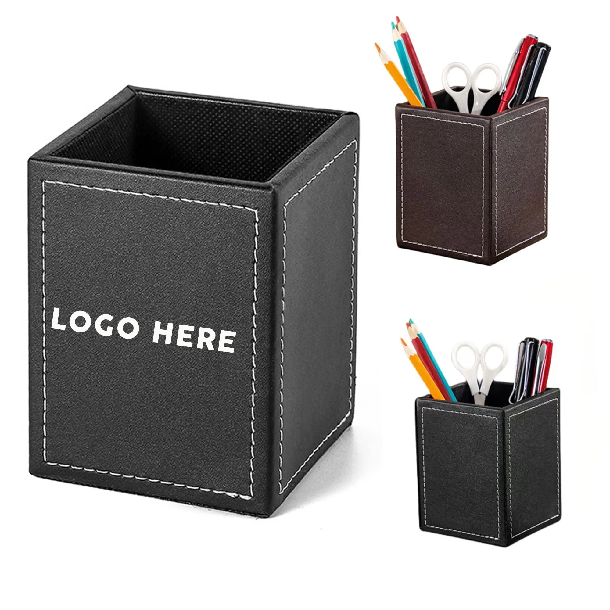 PU Leather Square Pen Holder 3