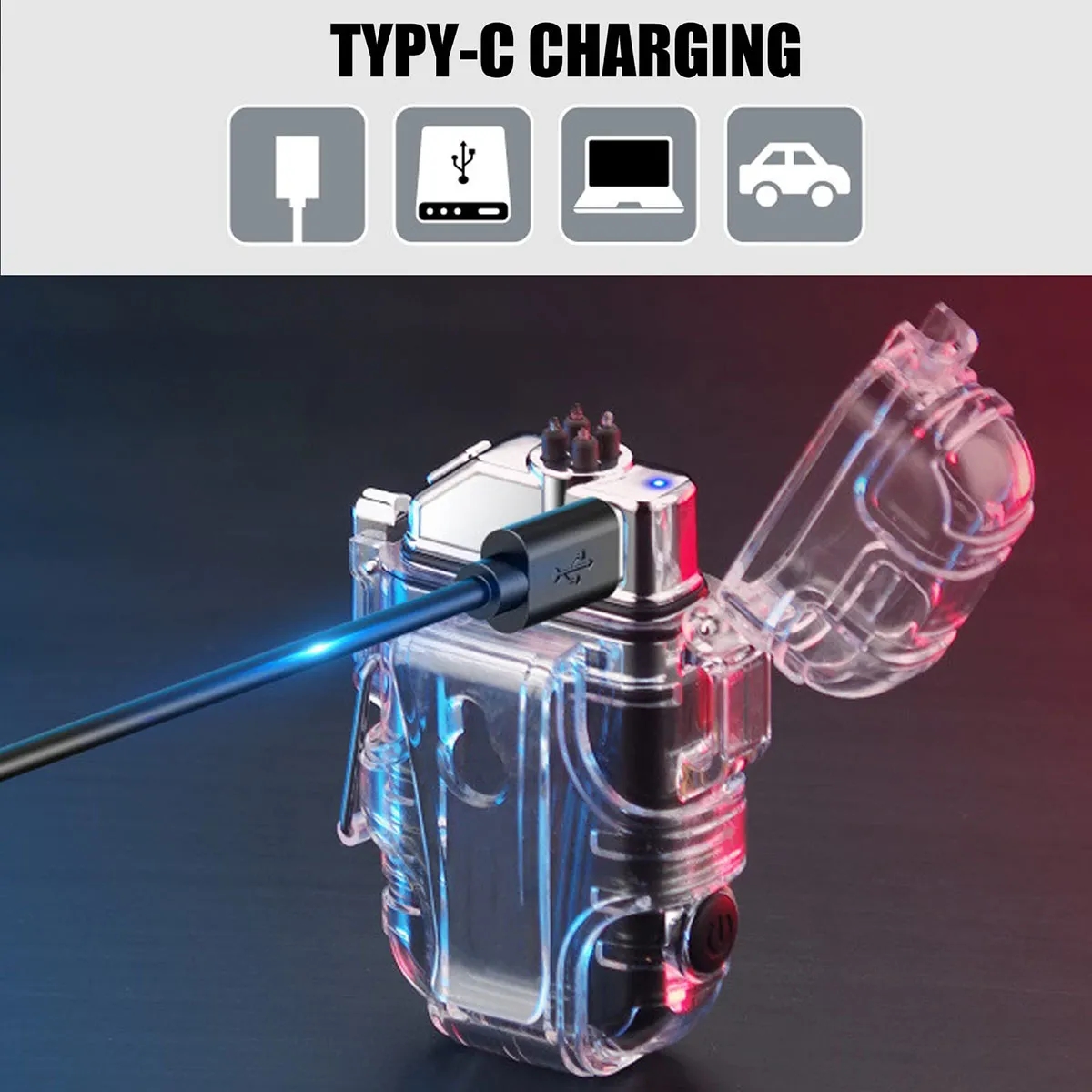 Rechargeable Dual Arc Lighters With Cob 4