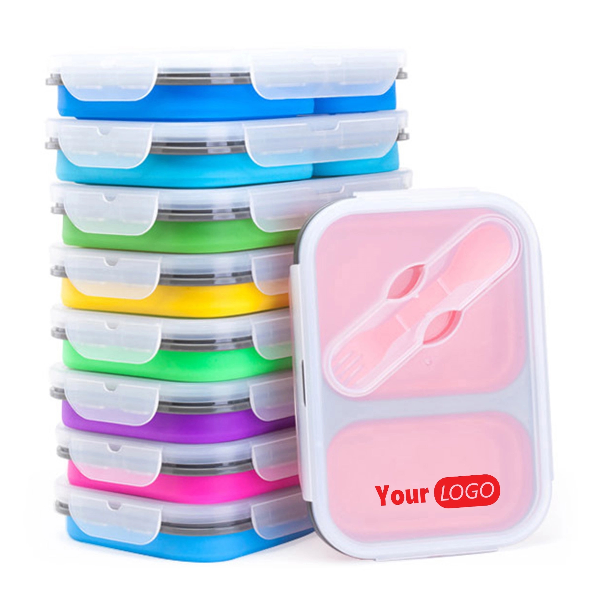 Folding Silicone Food Container With Fork 3