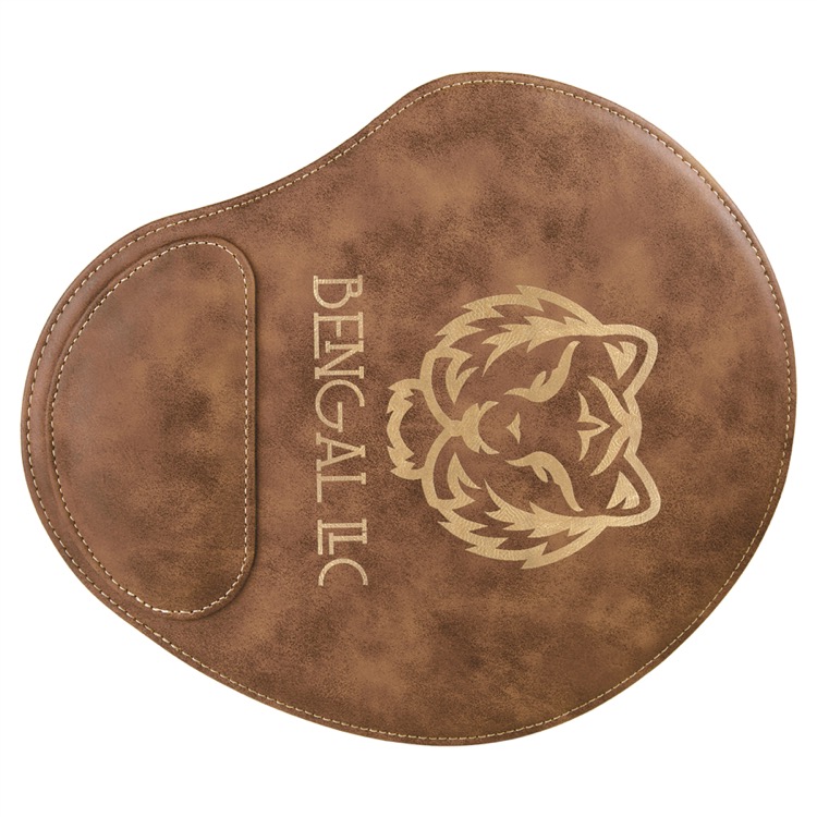 9" x 10 1/4" Rustic/Gold Leatherette Mouse Pad 1