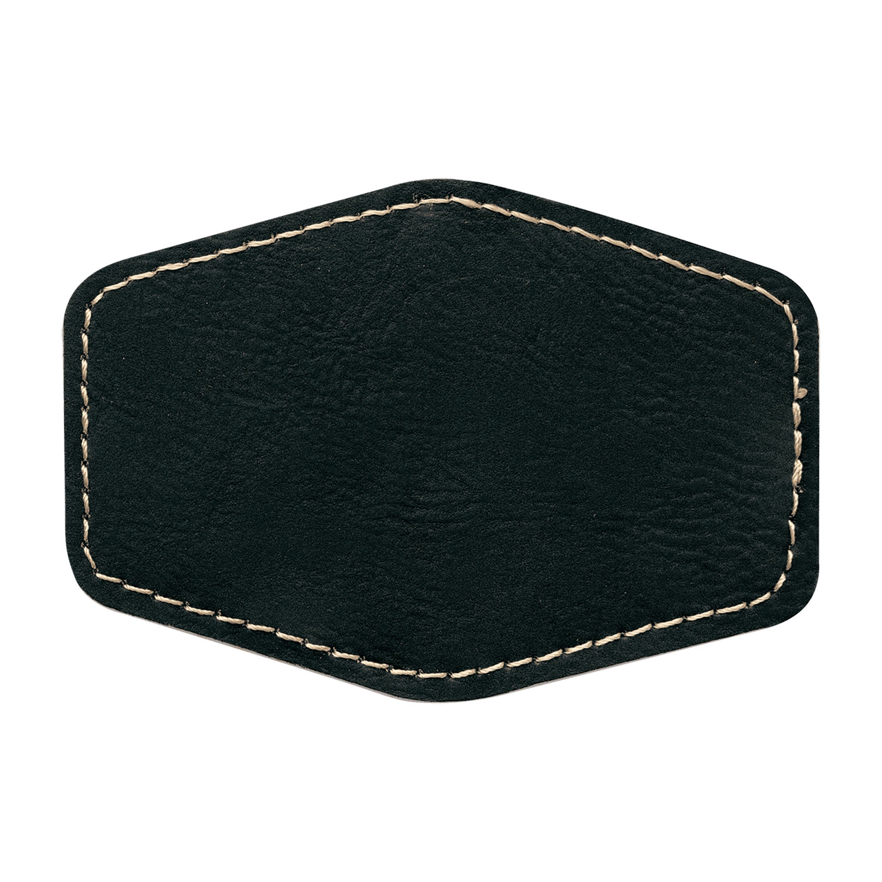 3" x 2" Black/Gold Leatherette Hexagon Patch with Adhesive 2
