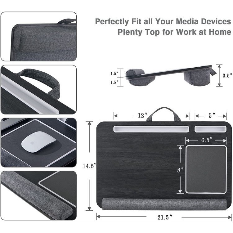 Portable Wooden Laptop Lap Desk With Handle 4