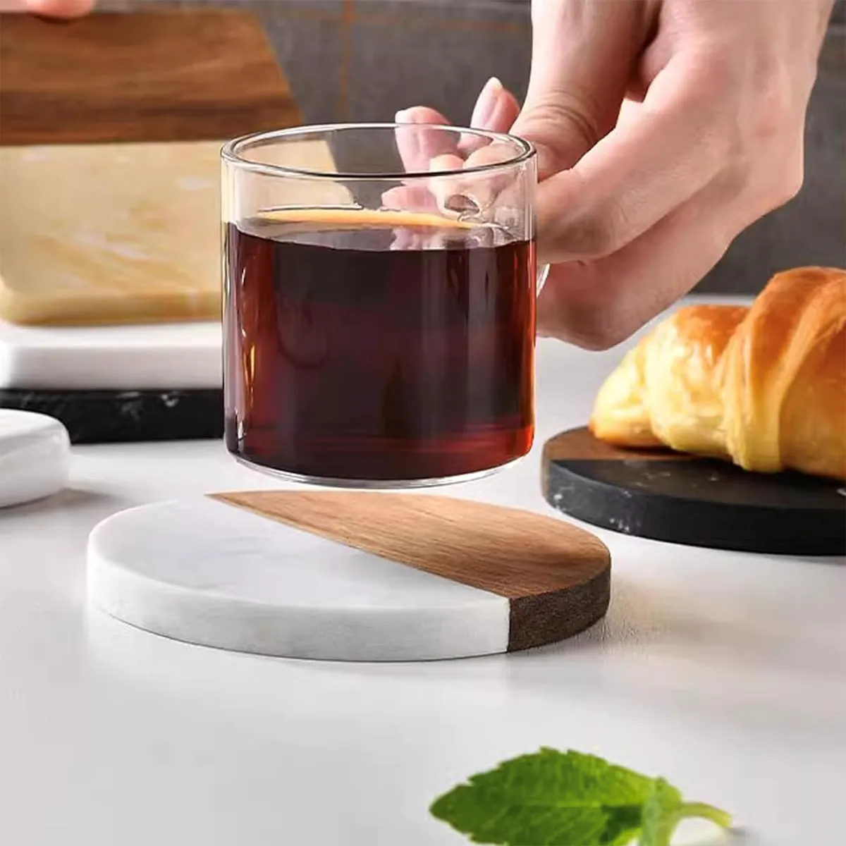 Round Wood Marble Coasters 2