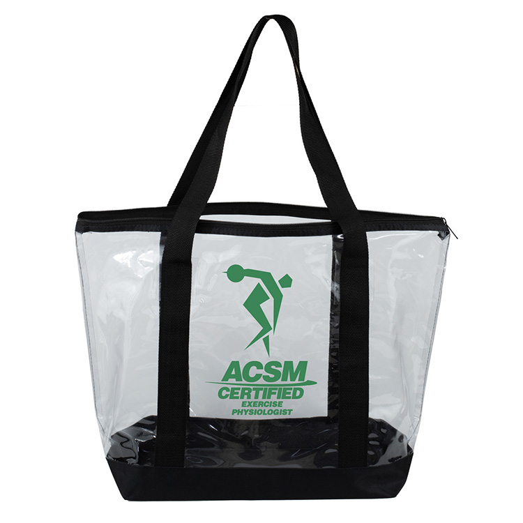 19"W x 13 ½"H x 6"Gusset - "BONDI" Jumbo Clear Zippered Tote Bag 9