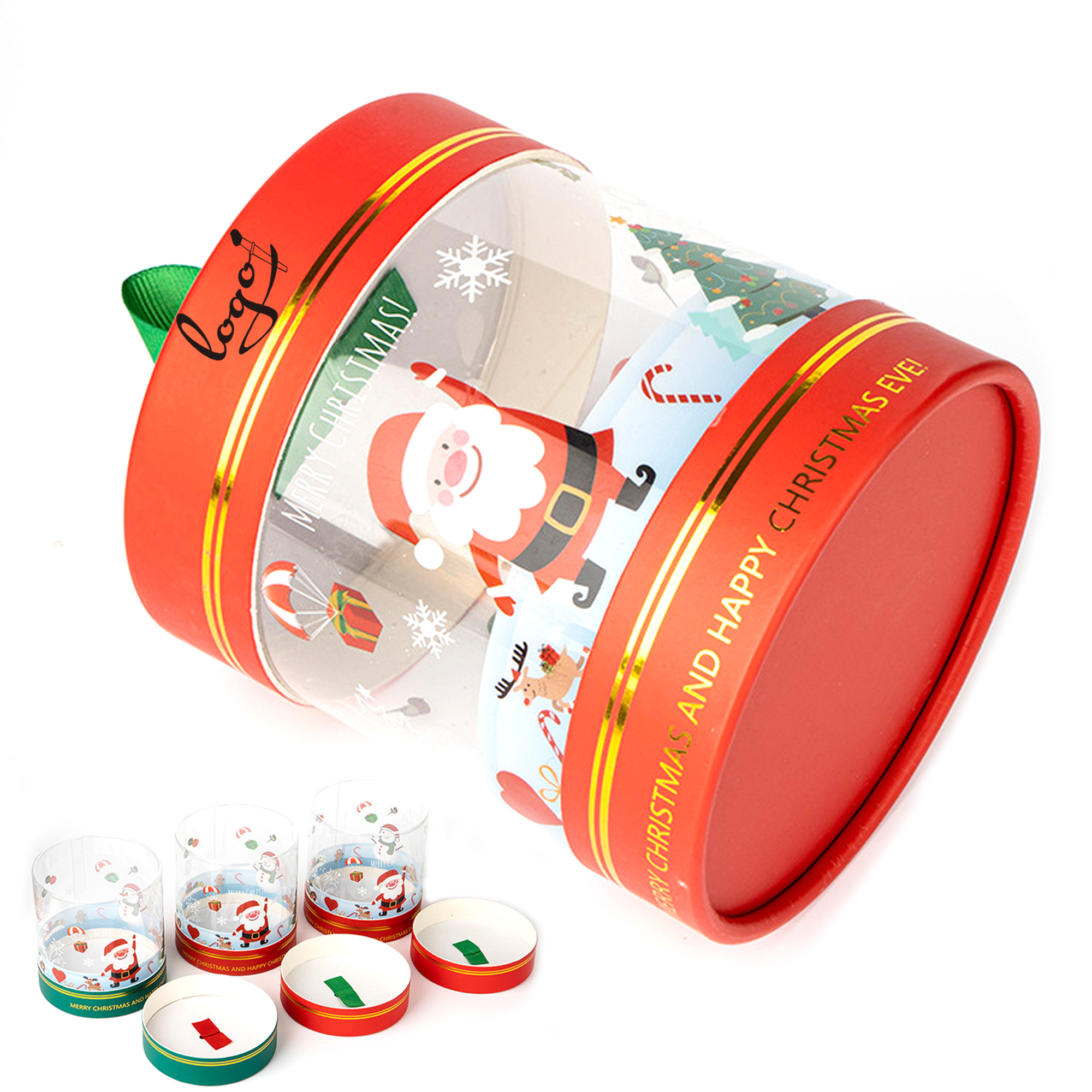 Christmas transparent Cylinder Packaging Gift Box 4