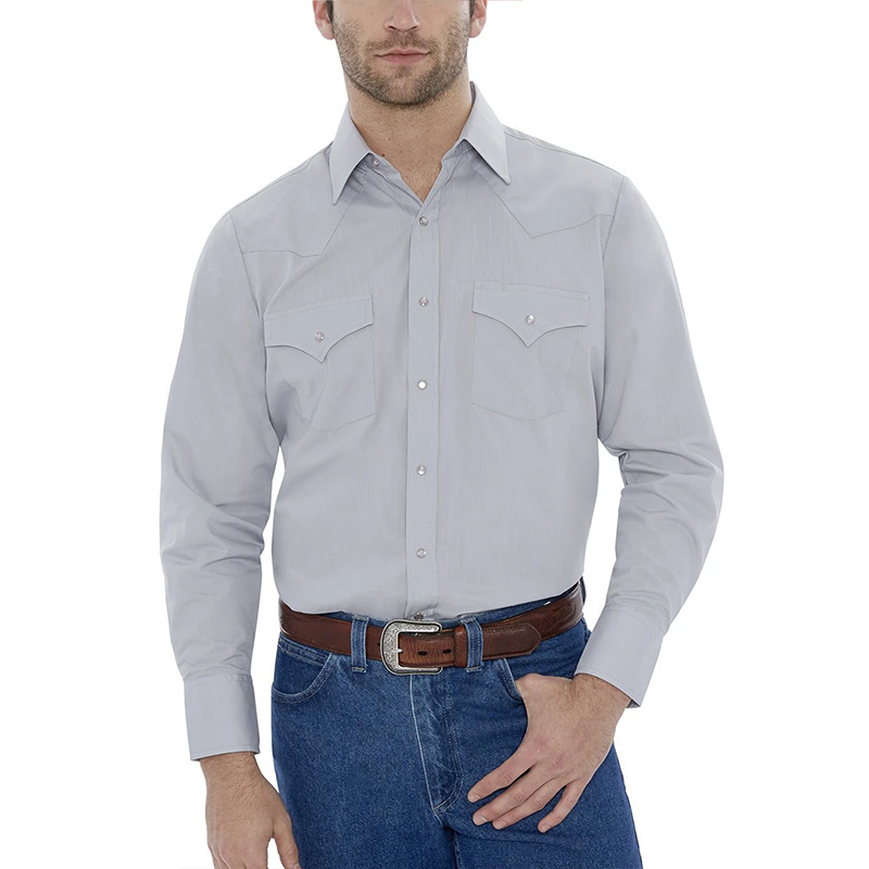 ELY Long Sleeve Solid Western Shirt 2