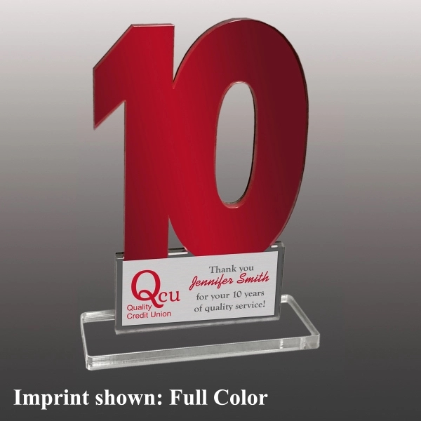 Number Ten Shaped Acrylic Award - Full Color