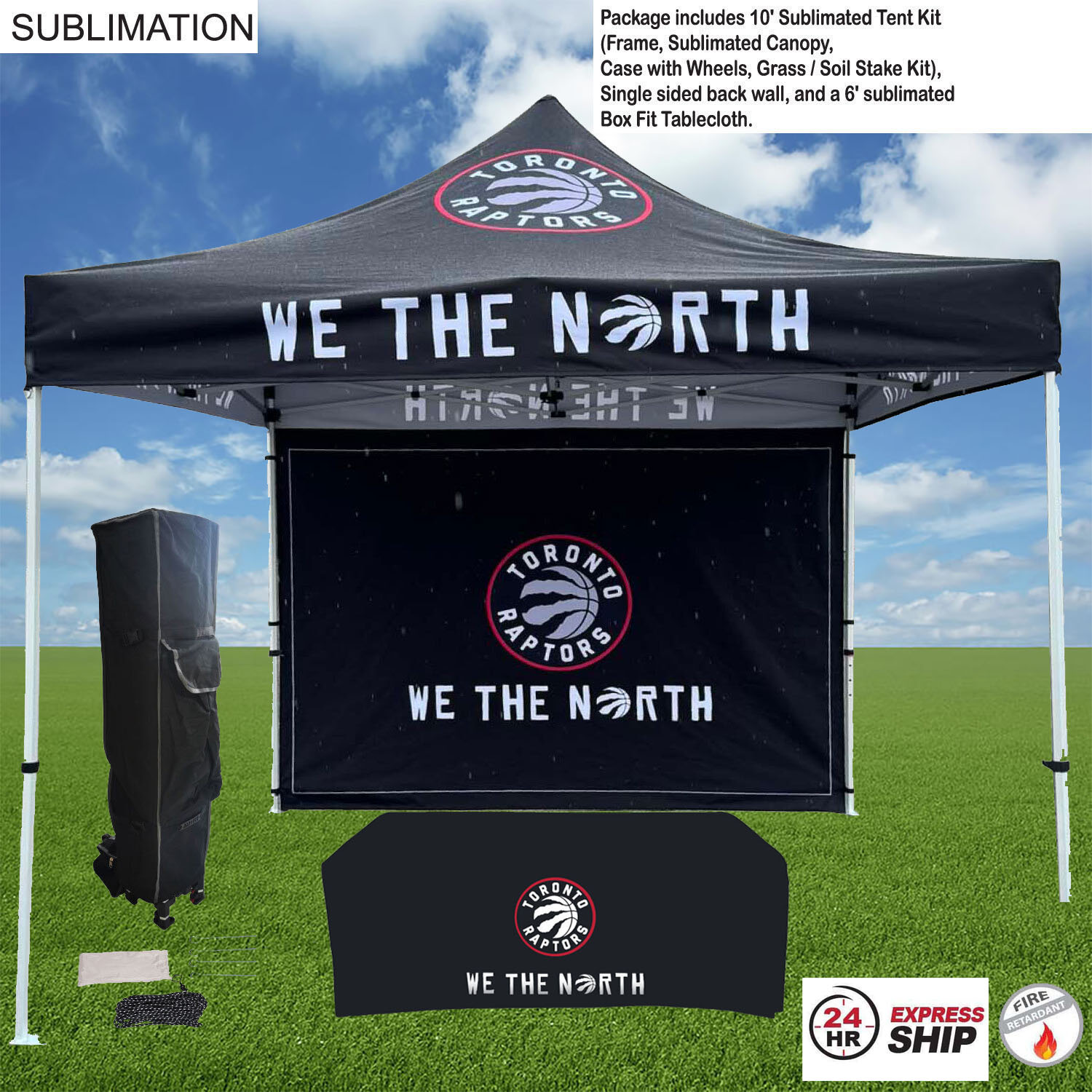 24Hr Express Ship - Deluxe Event Package, 10' Tent kit, Single sided backwall, 6' Box Fit Tablecloth 3