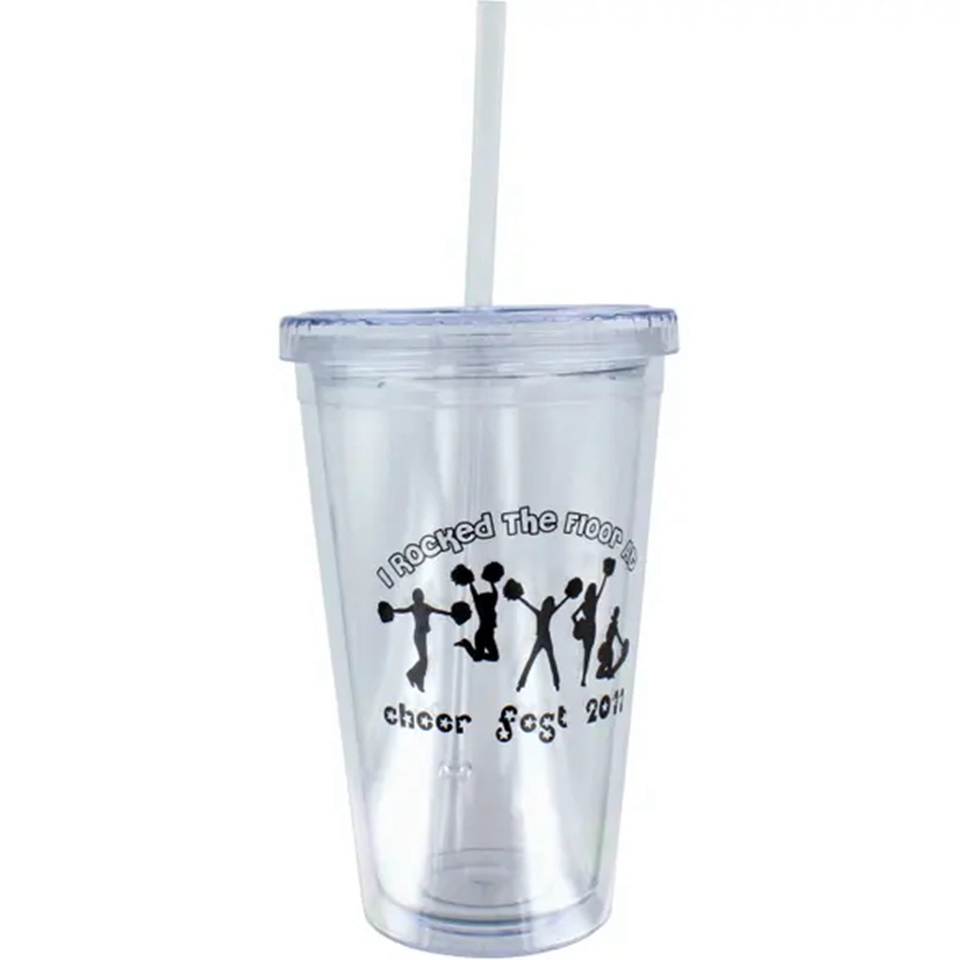16 Oz. Double Wall Plastic Tumbler w/Straw 4