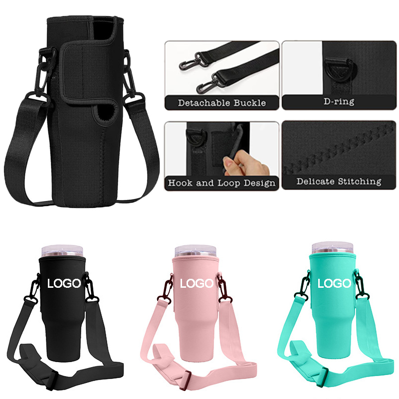 Water Bottle Holder Portable Sleeve W/ Adjustable Strap 1