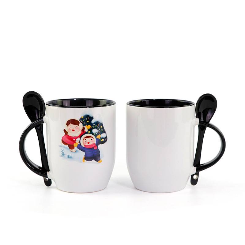 11 Oz. Two-Tone Ceramic Cup Coffee Mug With Spoon 1