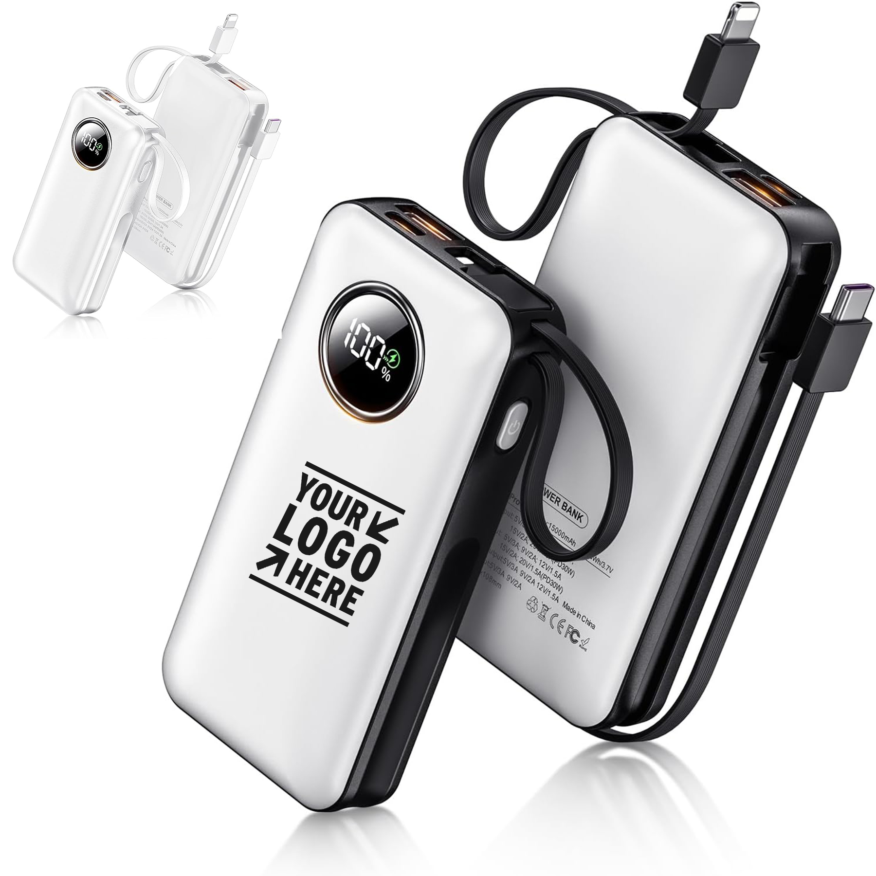 15000mAh Portable LED Display 15000mAh PD 30W iPhone Android Phones Charger Power Bank 2