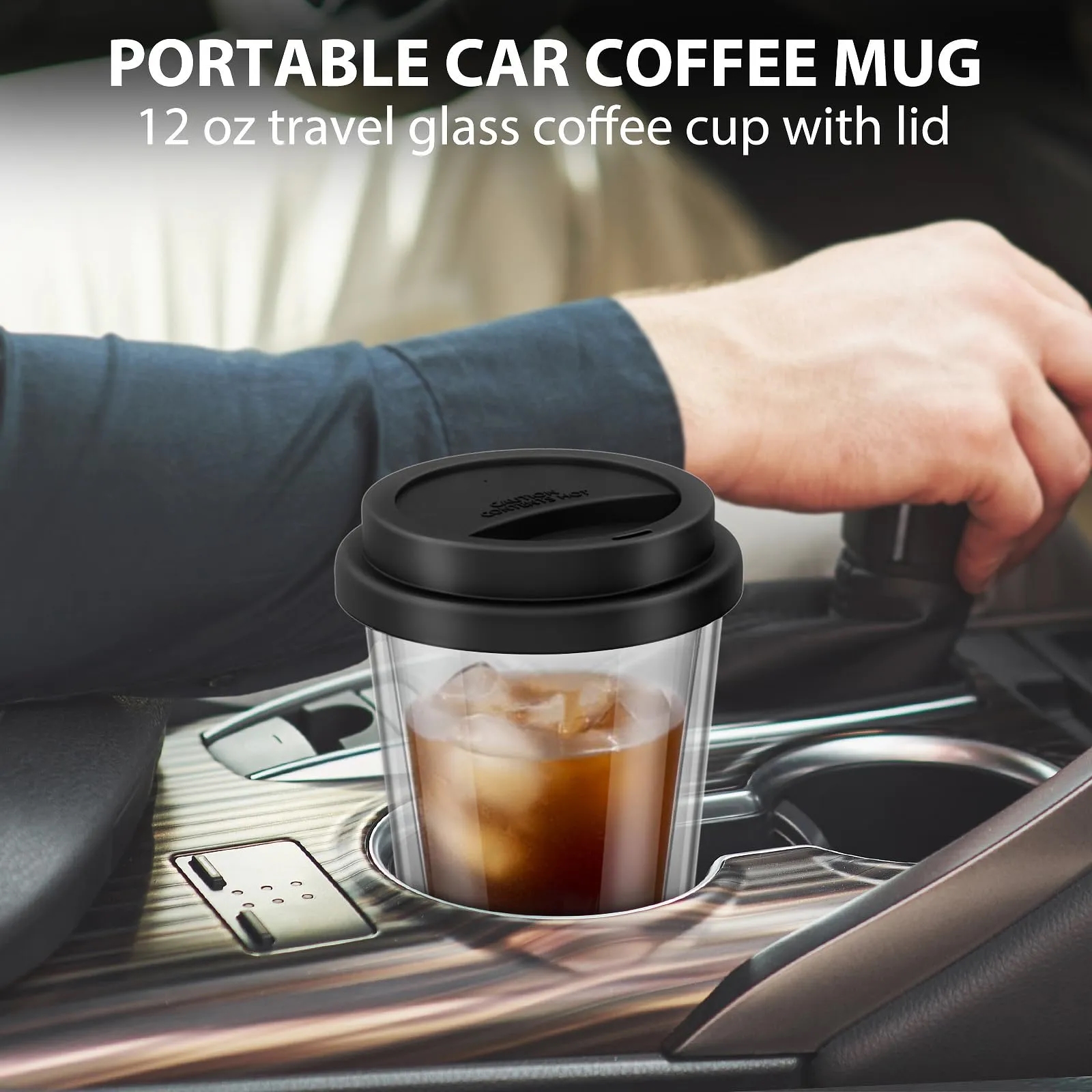 Double Walled Glass Coffee Mugs with Silicone Lids 6
