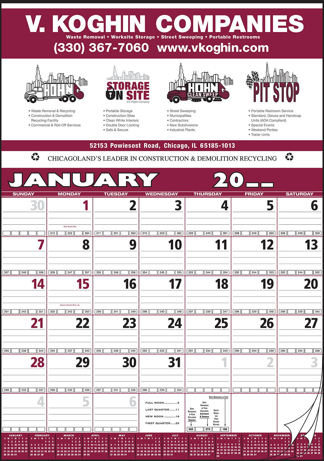 Style 78 Contractor's Bid Twelve Sheet Calendar 1