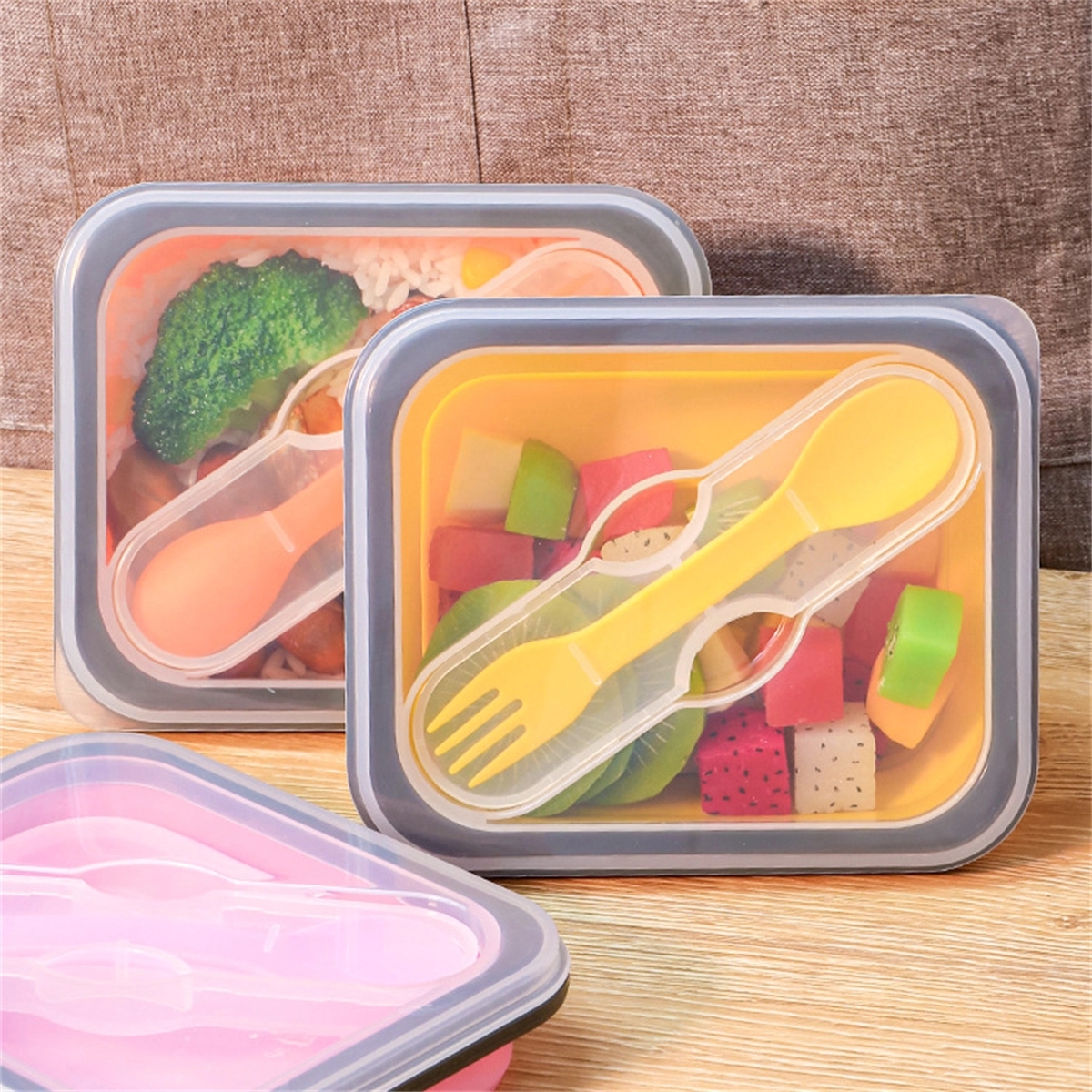 24oz Silicone Lunch Box Collapsible Food Storage Containers 4