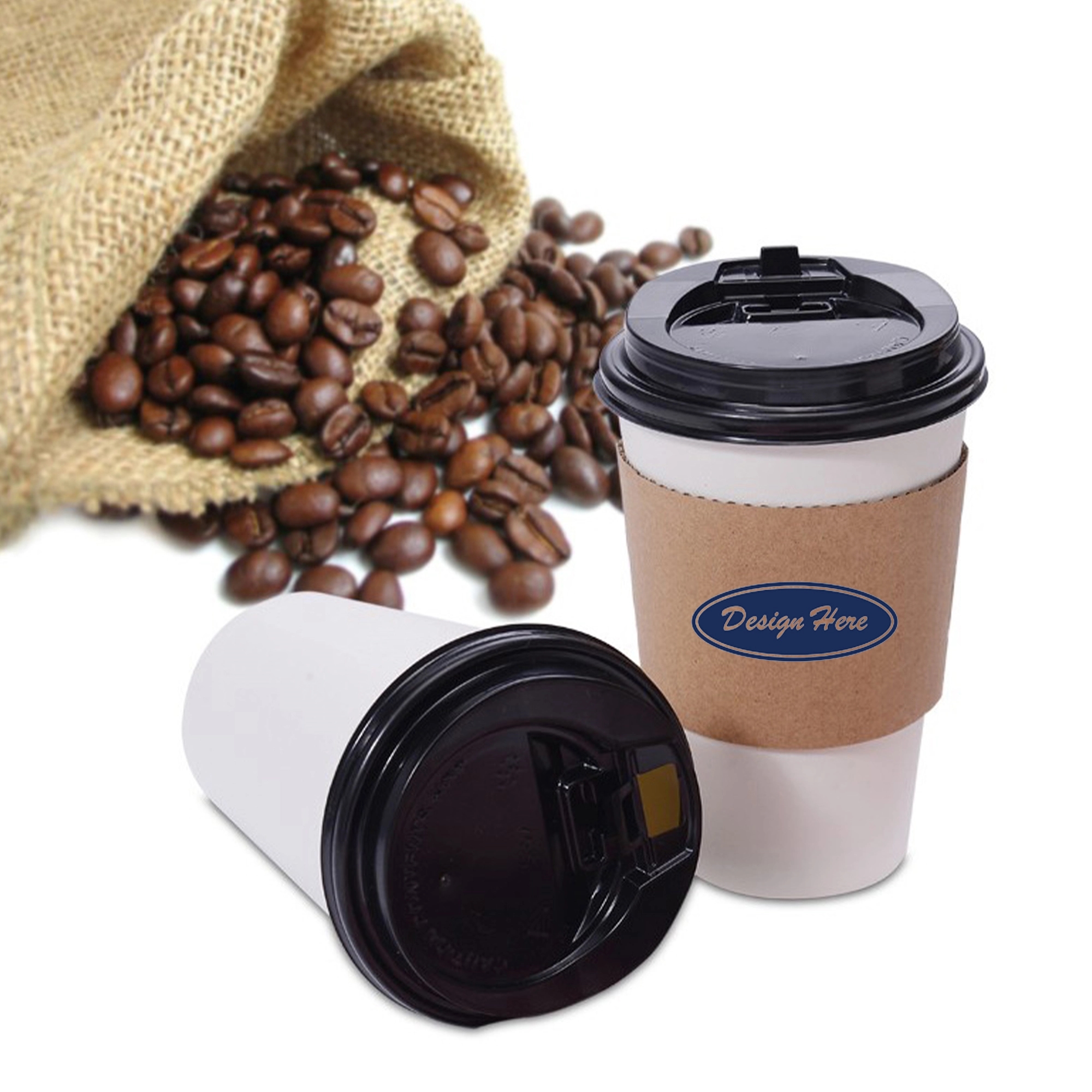 Disposable Kraft Corrugated Cup Sleeve MOQ 1000pcs