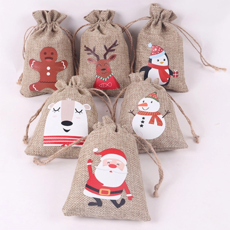 Christmas Gift Linen Drawstring Bag 2