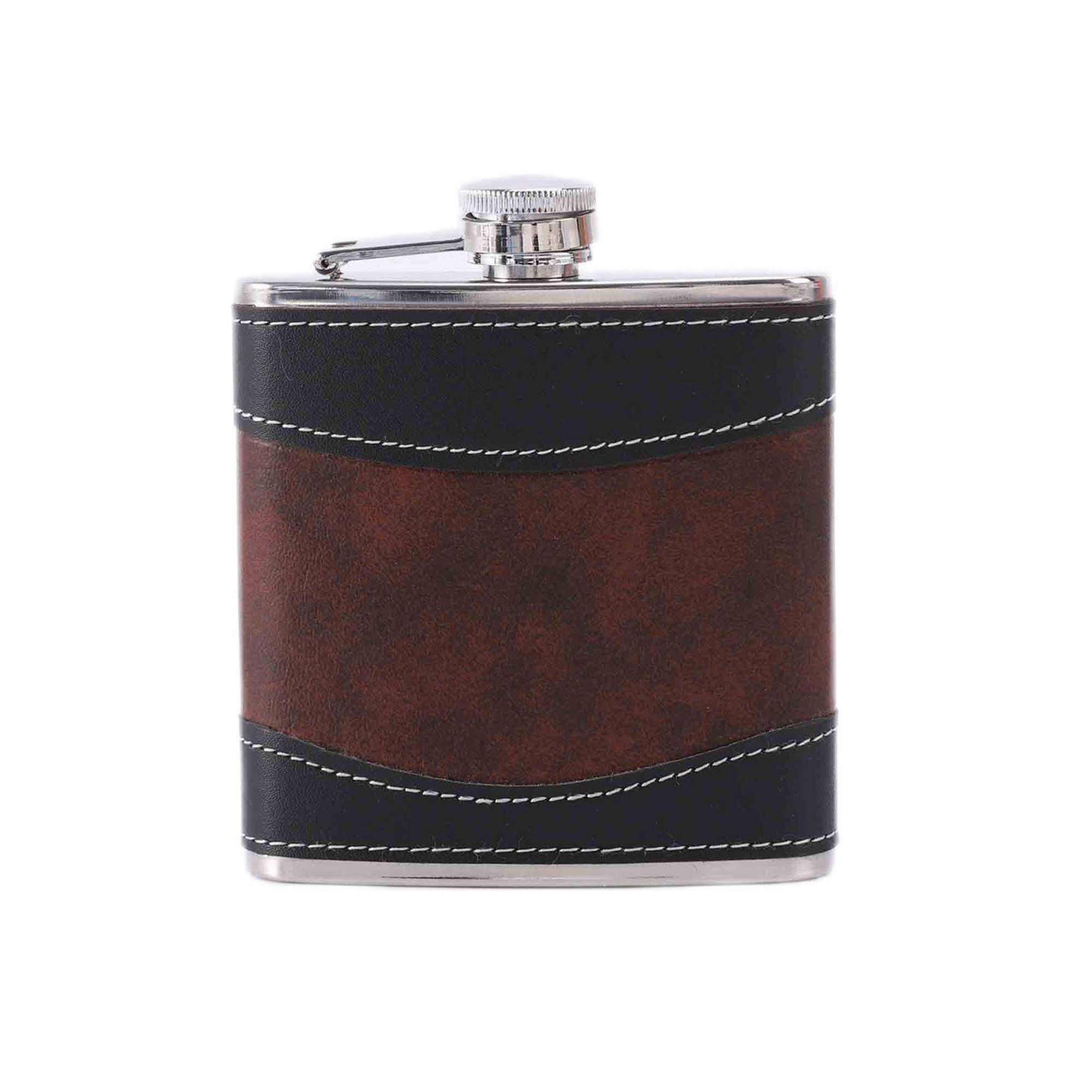 6oz Two-Tone Leather Hip Flask 2