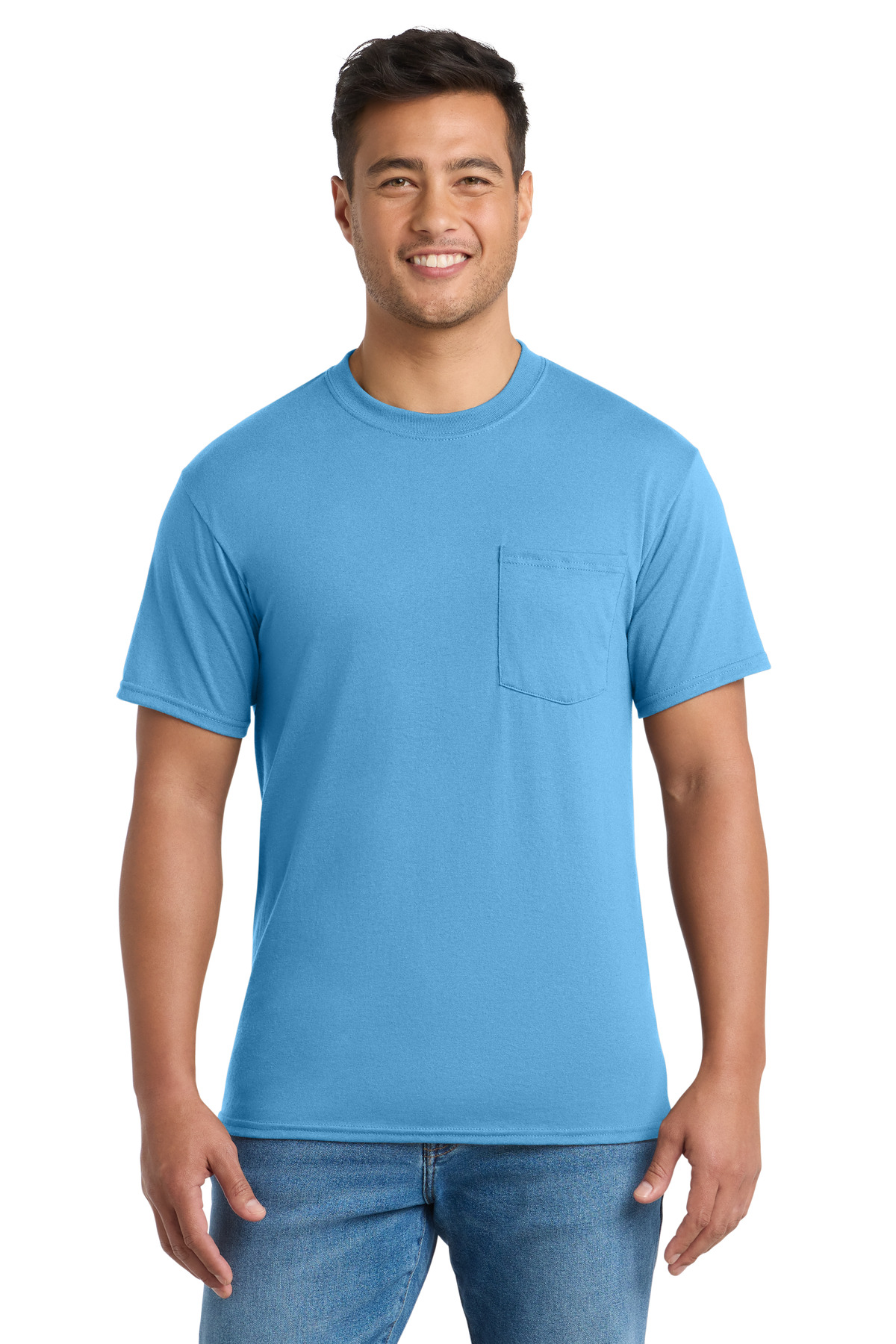 Port & Co Core Blend Pocket Tee. PC55P 102