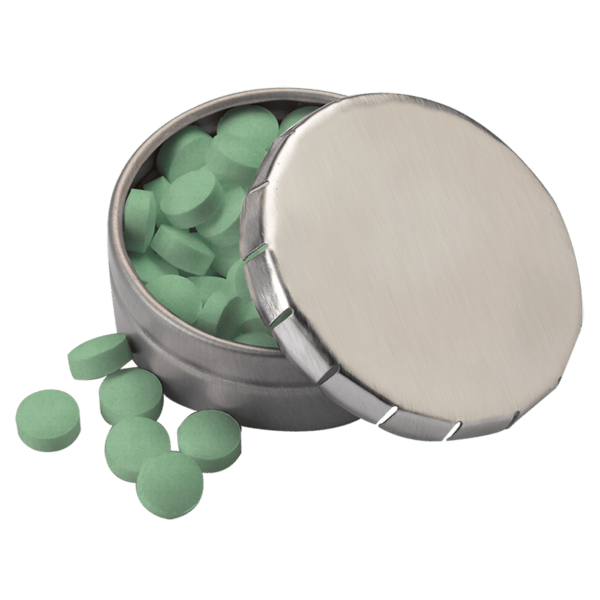 1 3/4" Small Round Push Tin with Mints 15