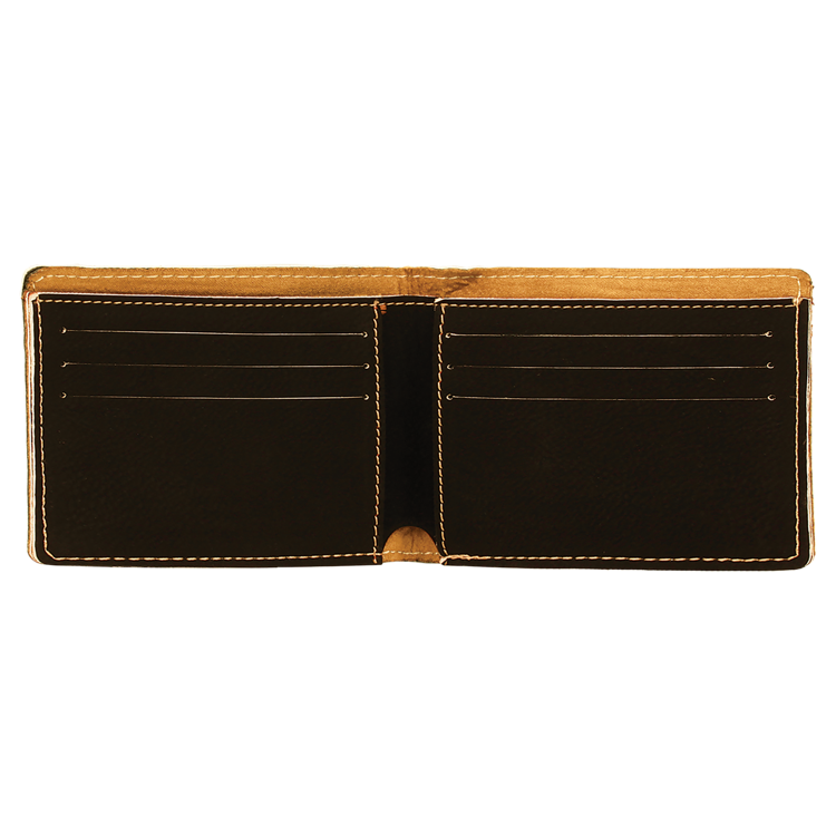 4 1/2" x 3 1/2" Black/Gold Leatherette Bifold Wallet 4