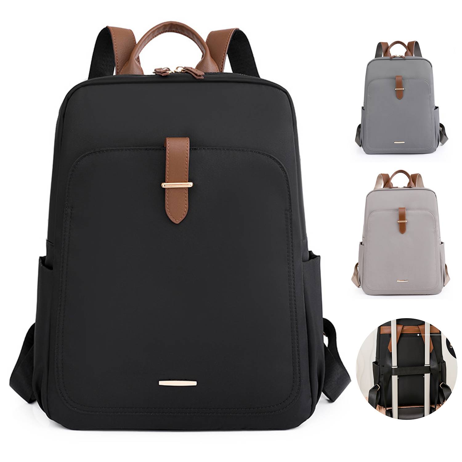 Travel PU Leather Laptop Backpack 6