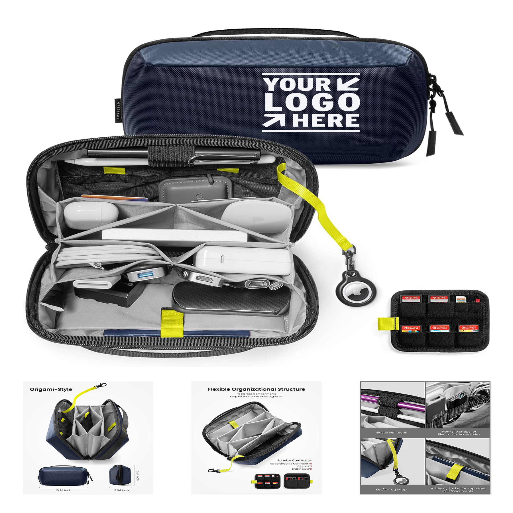 Removable Card Slot Electronic Organizer Tech Pouch MacBook Charger Water-resistant Storage Bag 2