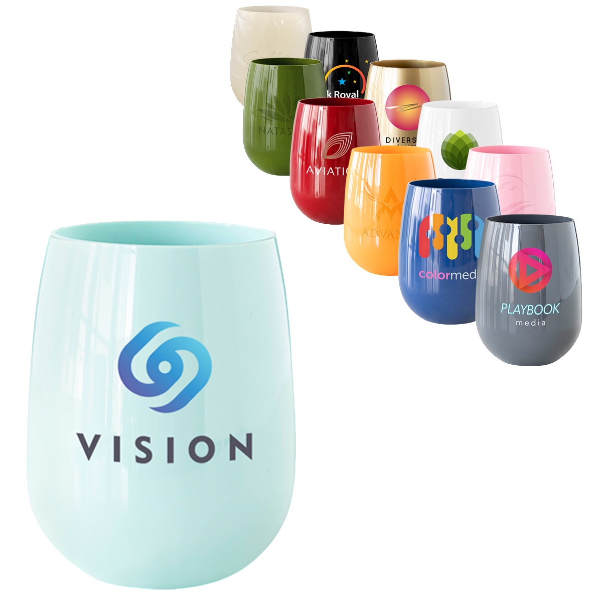 Symglass 12oz Colored Stemless Wine Glass 5
