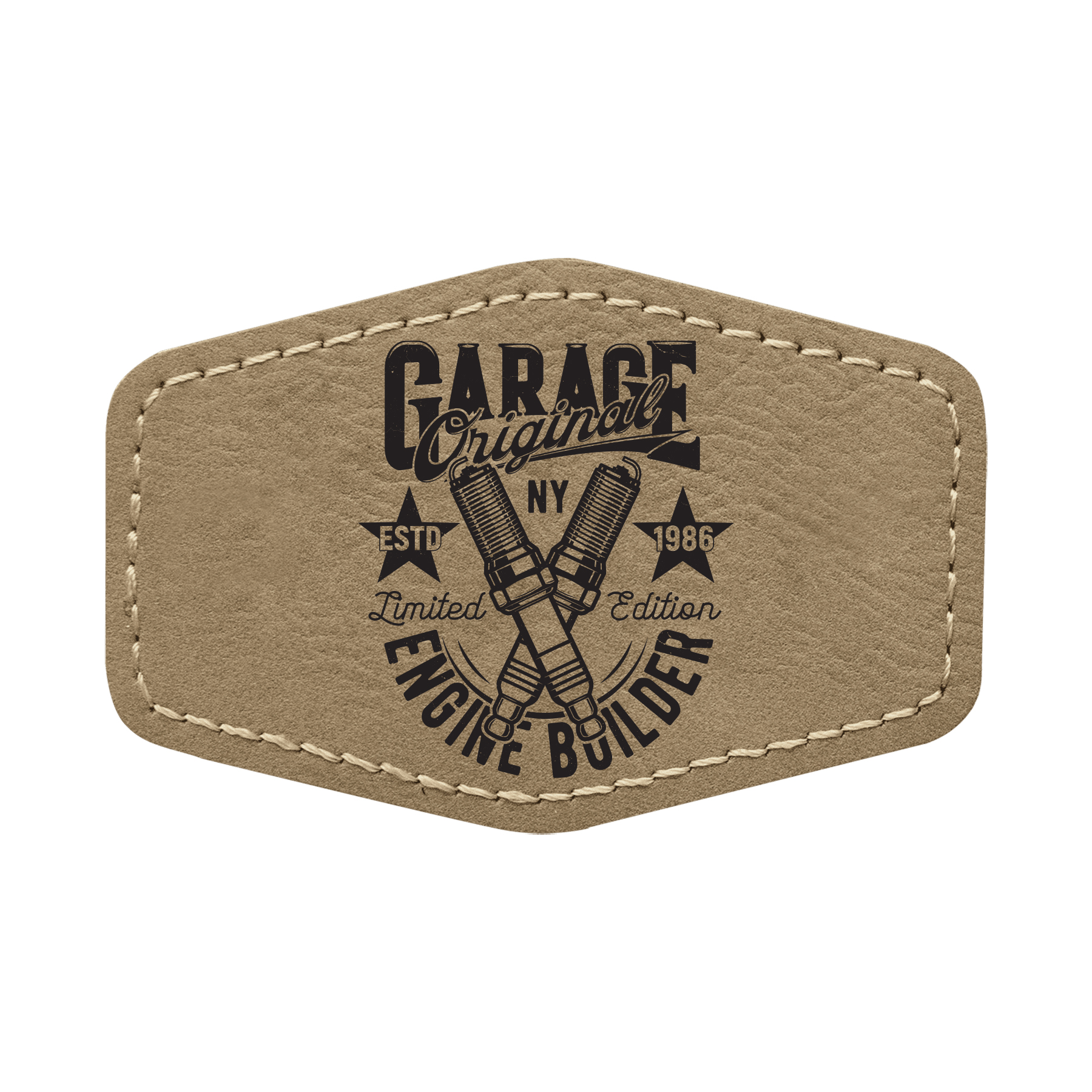 3" x 2" Leatherette Hexagon Patch with Adhesive 12