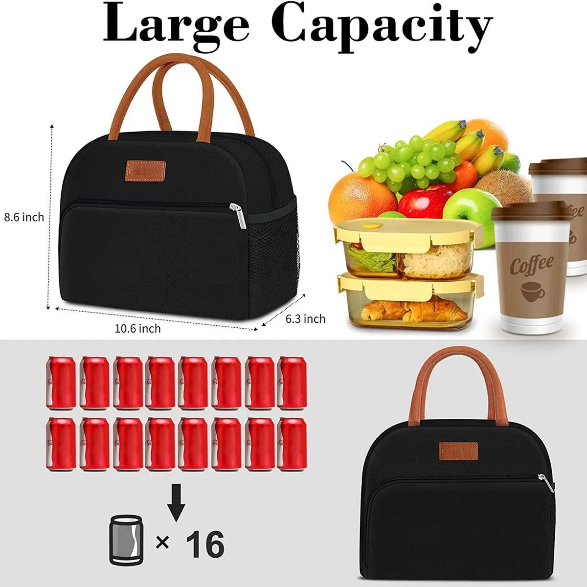 Large Capacity Reusable Insulated Cooler Lunch Tote bag 4