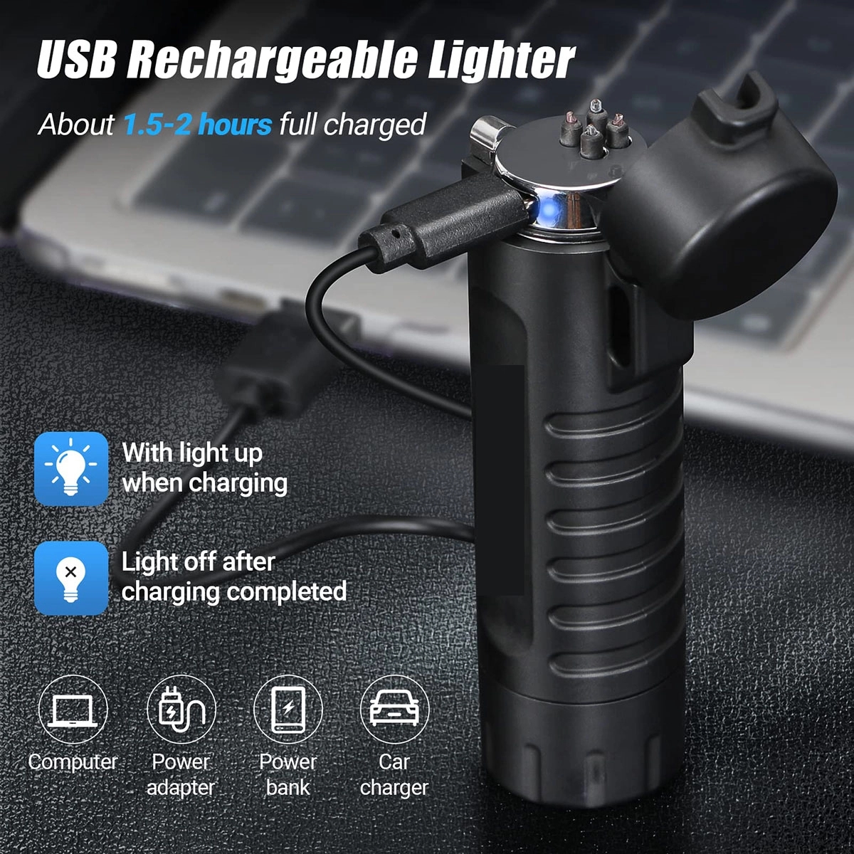 Windproof arc Lighter And LED Flashlight 6