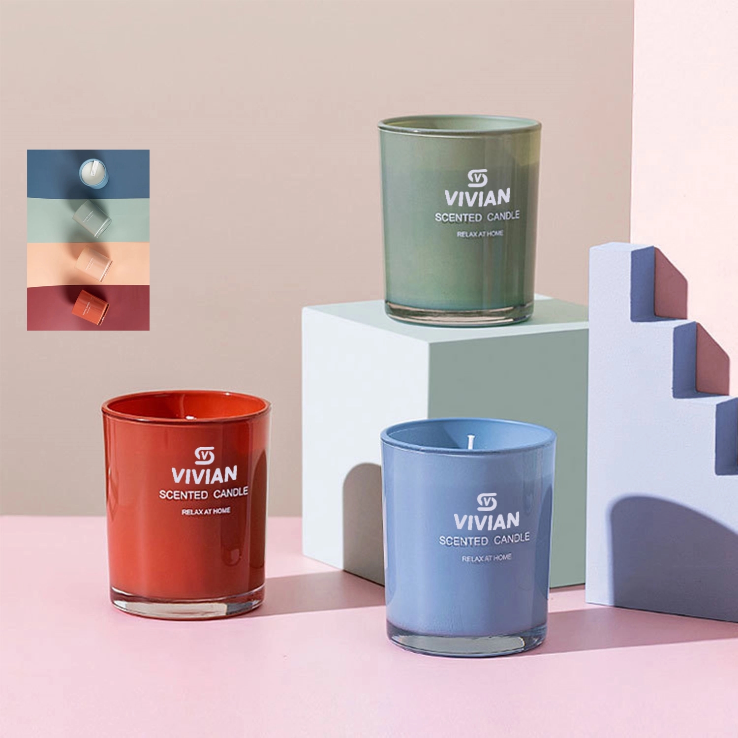 10 Oz. Soy Wax Aromatherapy Candles In Colorful Glass 1