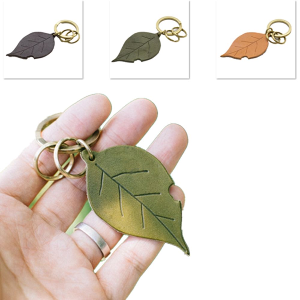 Leaf Shape Leather Key Ring Key Chain 2