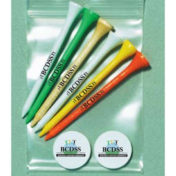 Pro Elite Gold Standard Poly Bag Pack w/ 6 Tees & 2 Markers (3 1/4") 1
